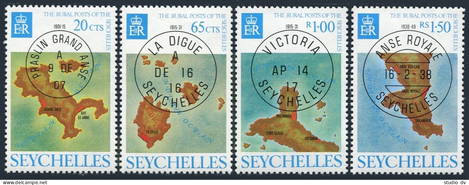 Seychelles 339-342,MNH.Michel 344-347. Rural Post, 1976. Maps Of Islands. - Seychelles (1976-...)