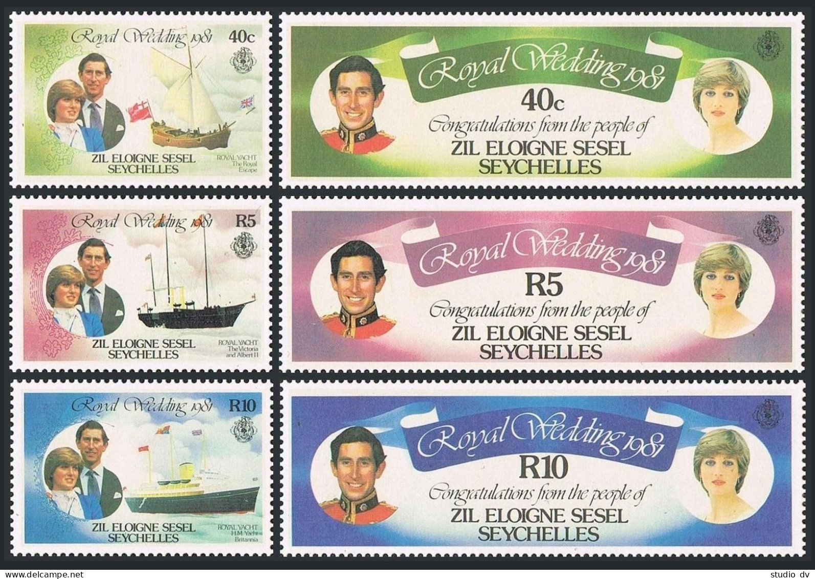 Zil Elwannyen Sesel 23-28, MNH. Michel 23-28. Charles-Diana Wedding, 1981. - Seychelles (1976-...)