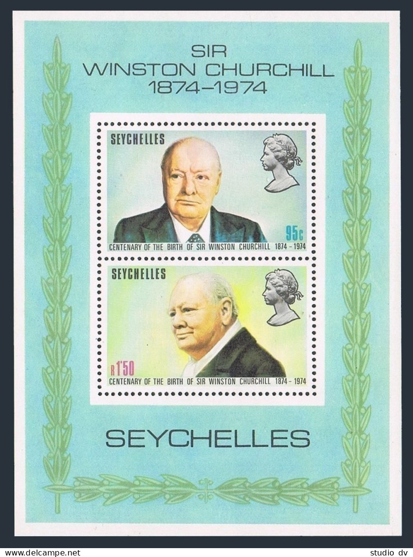 Seychelles 321-322,322a,MNH.Michel 326-327,Bl.4. Sir Winston Churchill,1974. - Seychelles (1976-...)