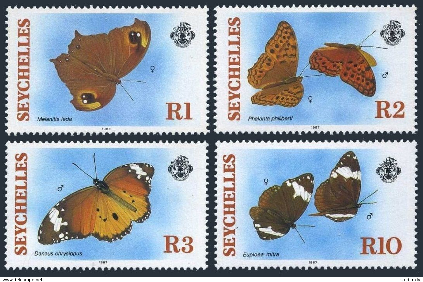 Seychelles 610-613,MNH.Michel 629-632. Butterflies 1987.Melanitis Leda,Phalanta - Seychelles (1976-...)