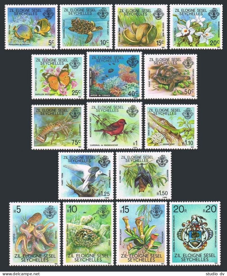 Seychelles Zil Elwannyen Sesel 1-16, MNH. Mi 1-16. Marine Life 1980. Fish,Turtle - Seychelles (1976-...)