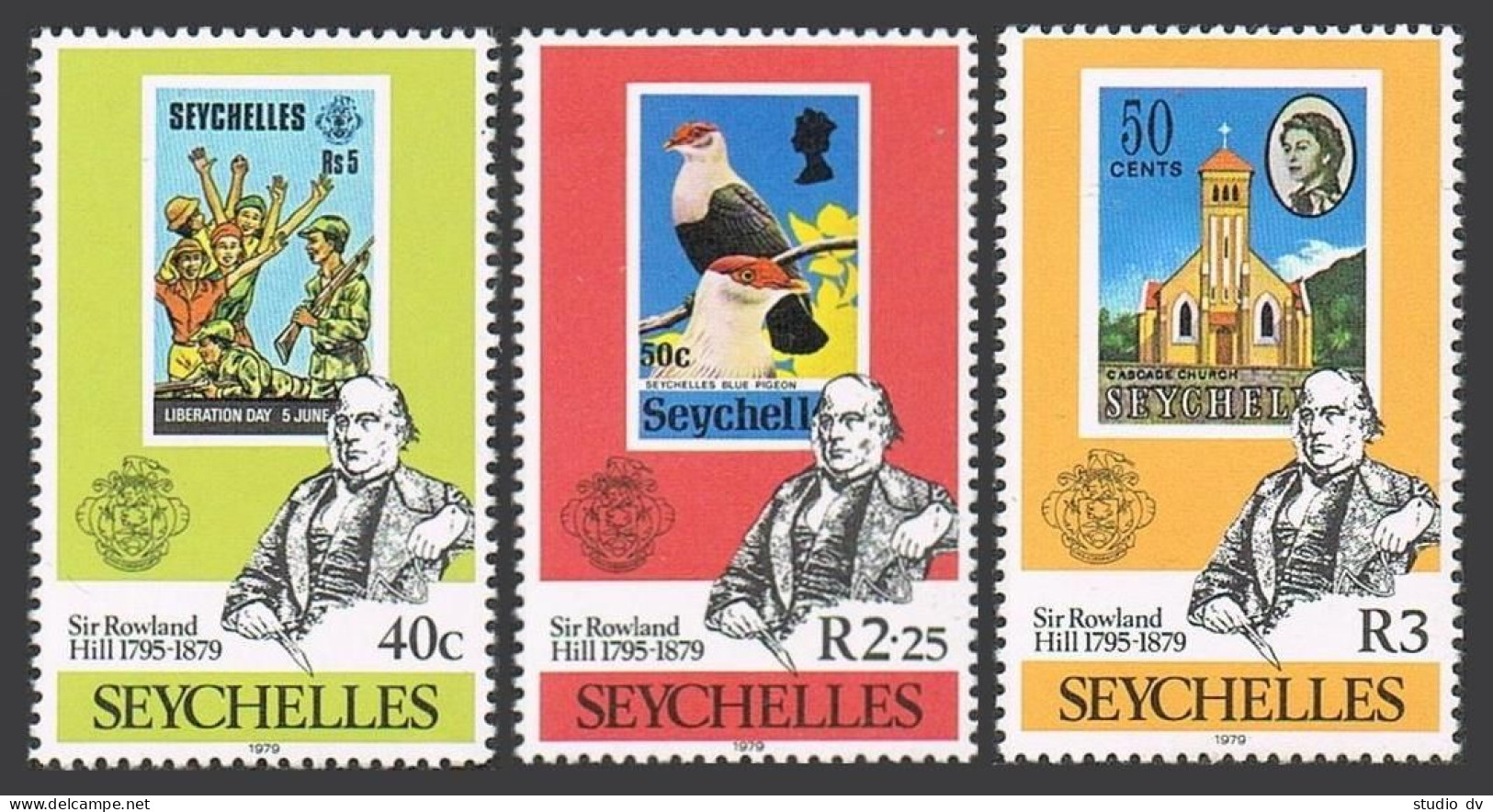 Seychelles 434-436,437,MNH.Michel 439-441,Bl.11. Sir Rowland Hill,1979.Bird. - Seychelles (1976-...)