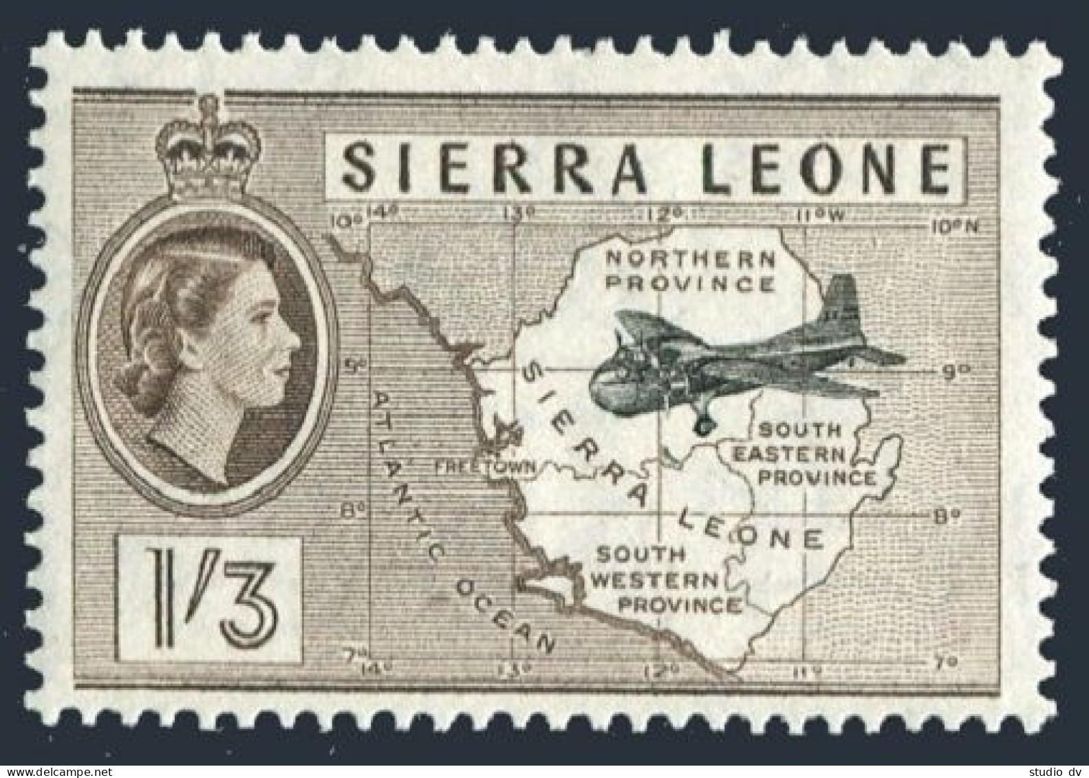 Sierra Leone 203, MNH. Michel 184. Map And Plane, 1956. - Sierra Leone (1961-...)