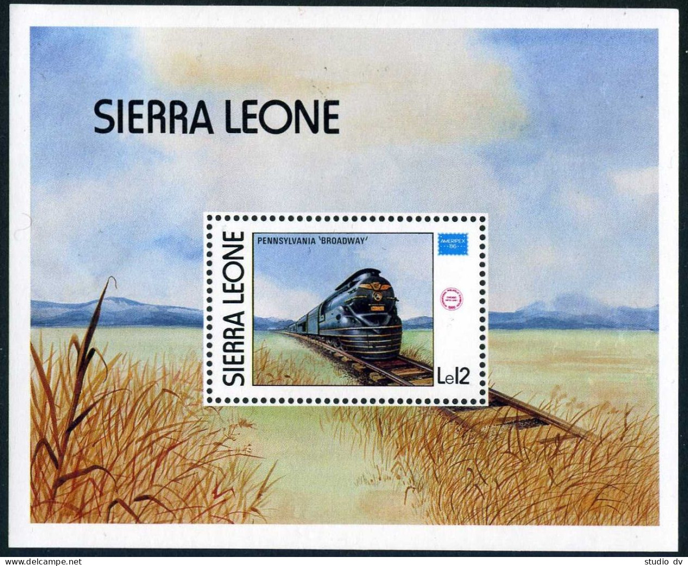 Sierra Leone 764-767,768,MNH.Mi 892-895,896 Bl.46. AMERIPEX-1986.Locomotives. - Sierra Leone (1961-...)
