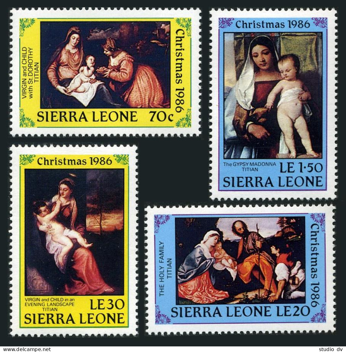 Sierra Leone 818-821,822,MNH.Mi 946-949,Bl.56. Christmas 1986.Art By Titian. - Sierra Leone (1961-...)