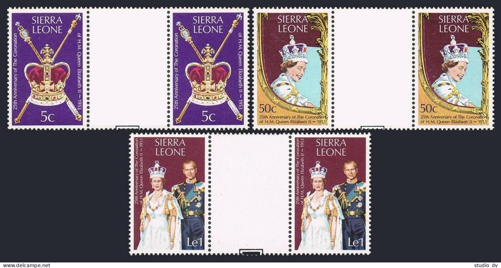 Sierra Leone 444-446 Gutter,MNH.Michel 571-573. QE II Coronation,25,1978. - Sierra Leone (1961-...)
