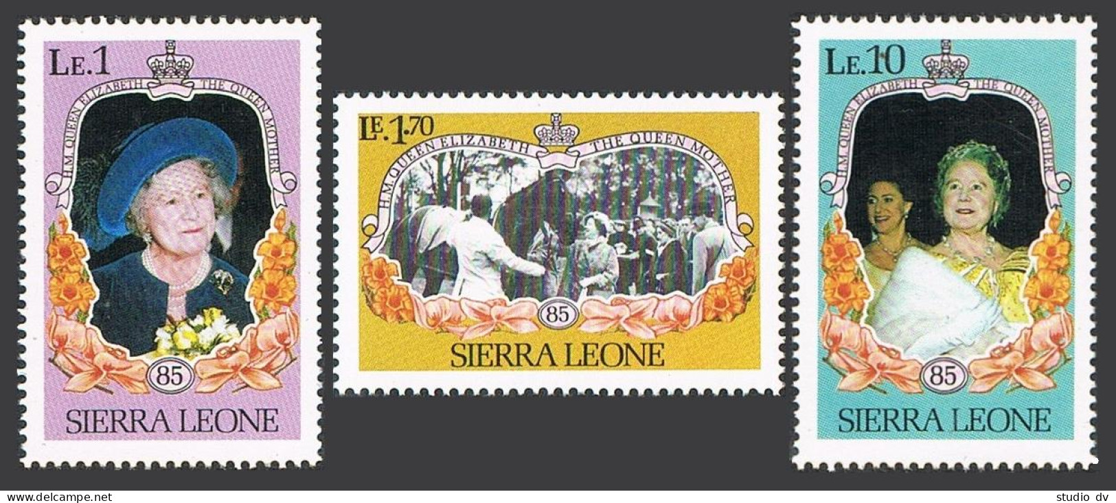 Sierra Leone 690-692,MNH.Michel 818-820. Queen Mother Elizabeth,85th Birthday. - Sierra Leone (1961-...)