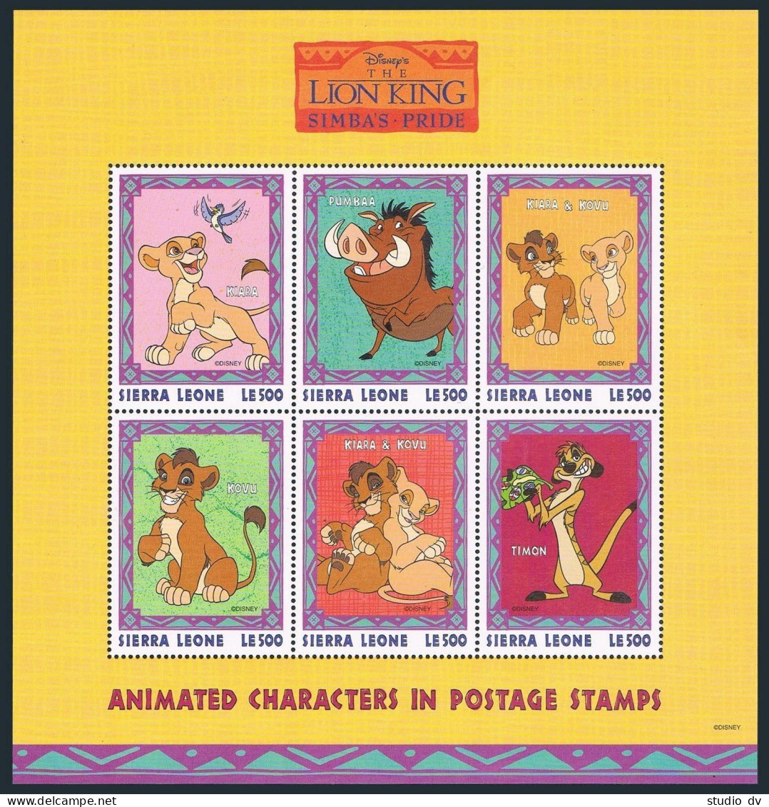 Sierra Leone 2124-25 Af,2126-27,MNH. Disney's The Lion King,Simba's Pride.1998._x000D_
 - Sierra Leone (1961-...)