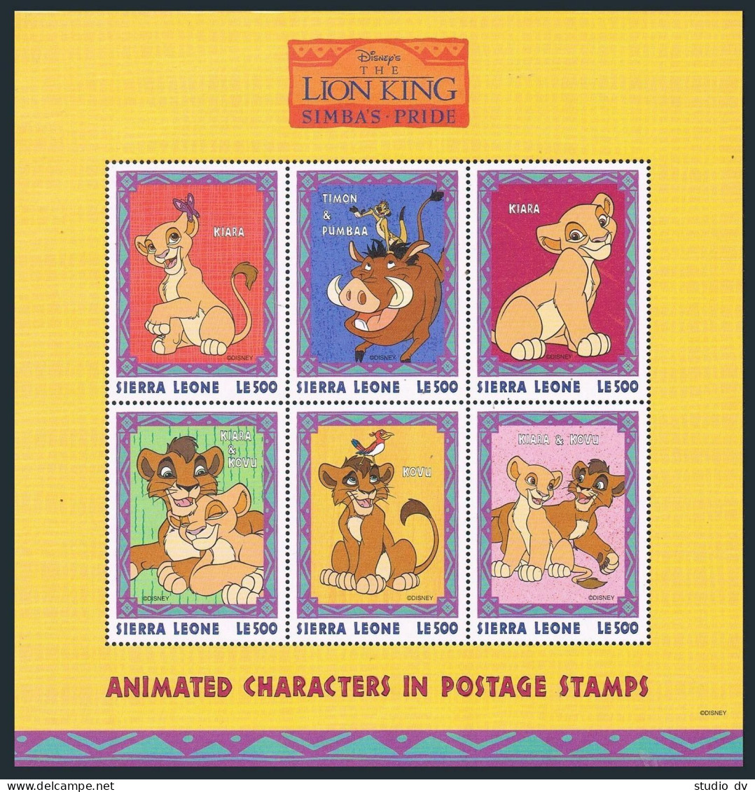 Sierra Leone 2124-25 Af,2126-27,MNH. Disney's The Lion King,Simba's Pride.1998._x000D_
 - Sierra Leone (1961-...)