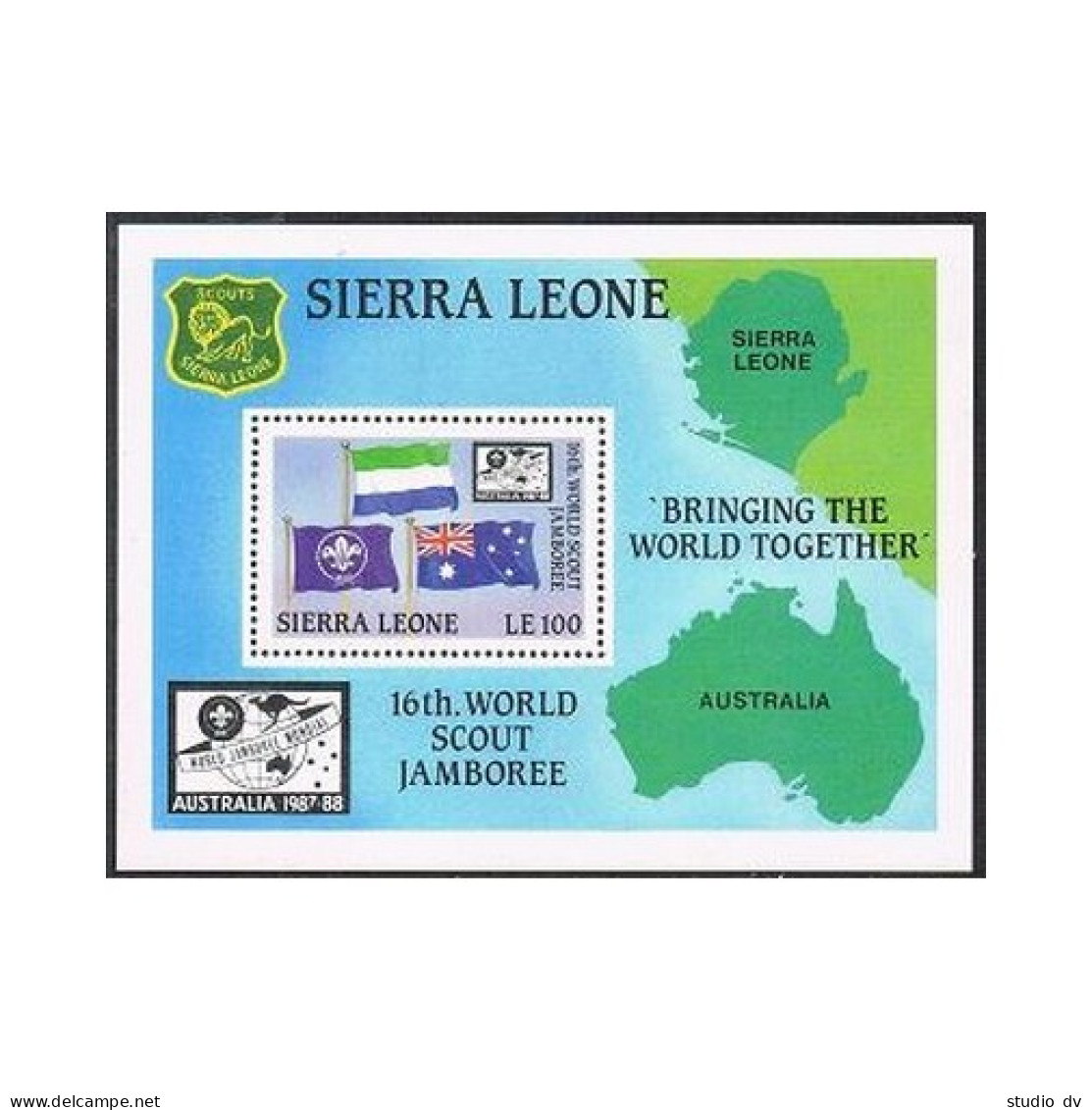 Sierra Leone 928,MNH.Michel 1050 Bl.70. World Scout Jamboree,Australia 1987-88. - Sierra Leone (1961-...)