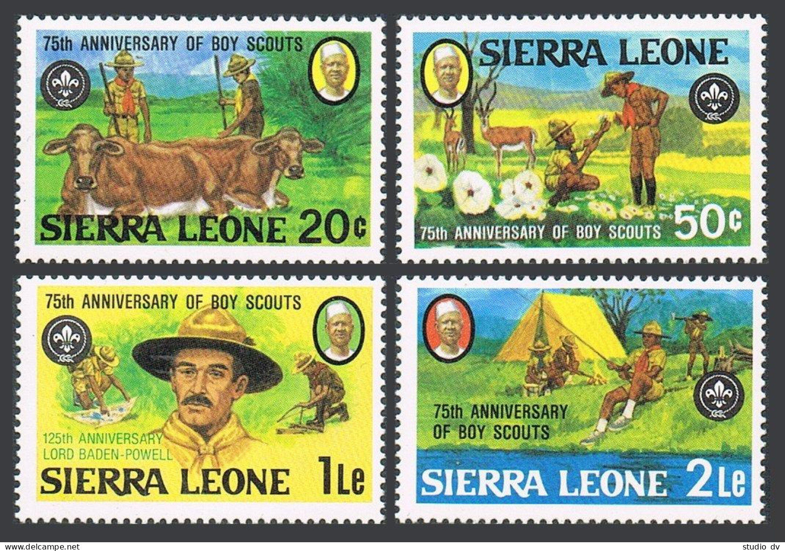 Sierra Leone 535-538,MNH.Michel 665-668. Scouting Year 1982.Baden Powell,Animals - Sierra Leone (1961-...)