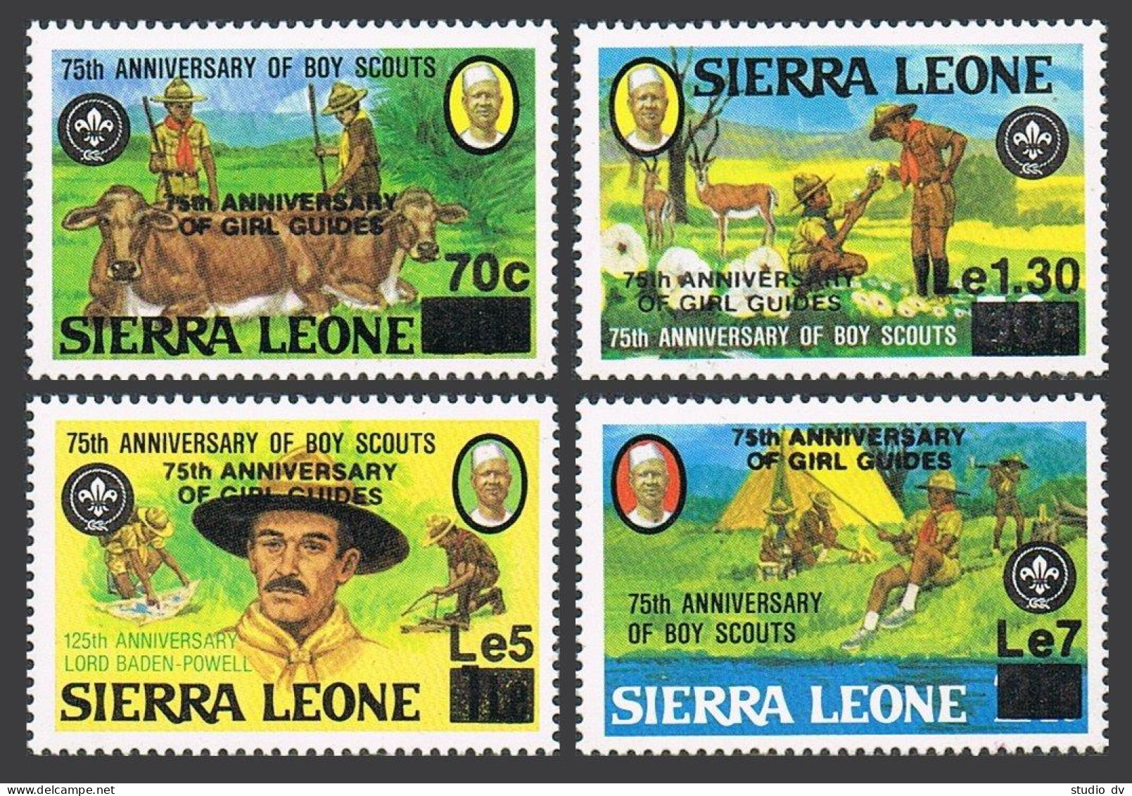 Sierra Leone 694-697,698,MNH.Michel 822-825,Bl.32. Girl Guides,75,1985.Powell, - Sierra Leone (1961-...)