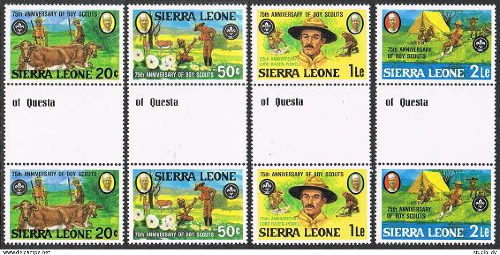 Sierra Leone 535-538 Gutter,539,MNH. Scouting Year 1982.Baden Powell,Animals, - Sierra Leone (1961-...)