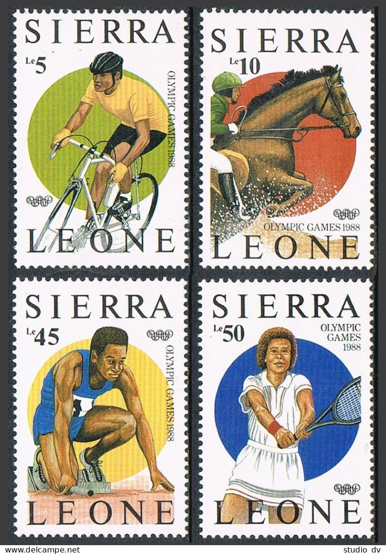 Sierra Leone 874-877,878, MNH. Mi 997-1000, Bl.61. Olympics Seoul-1988. Cycling, - Sierra Leone (1961-...)