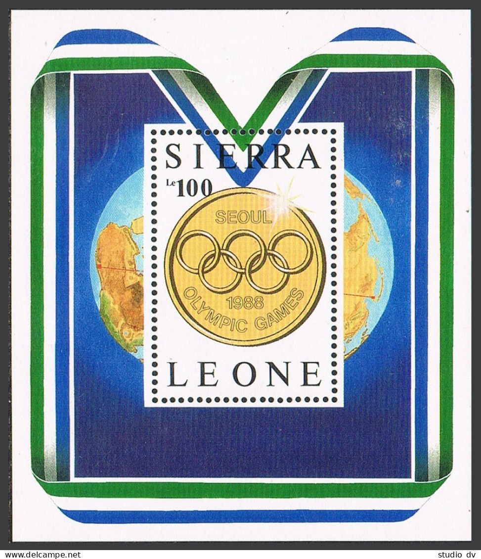 Sierra Leone 874-877,878, MNH. Mi 997-1000, Bl.61. Olympics Seoul-1988. Cycling, - Sierra Leone (1961-...)