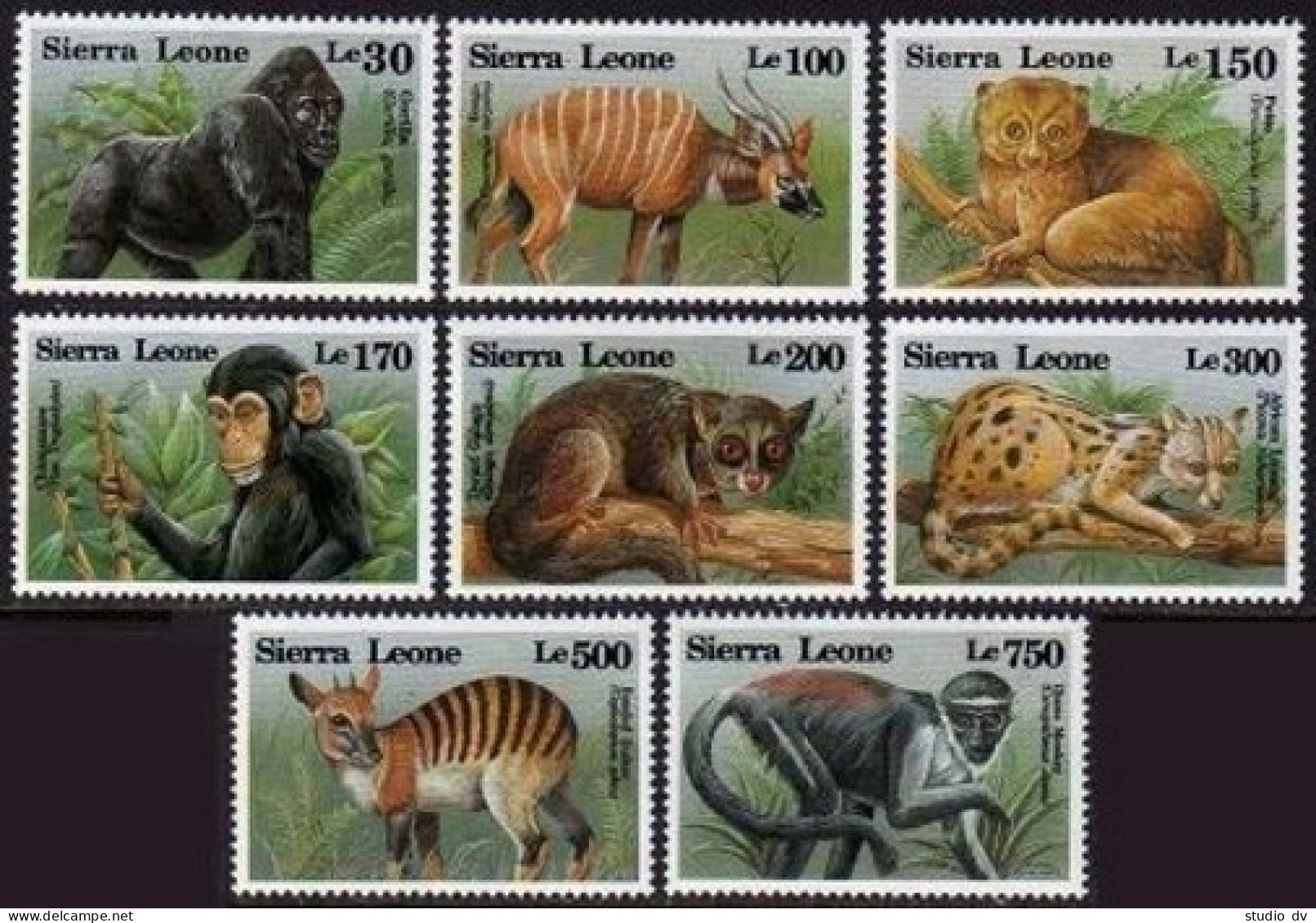 Sierra Leone 1647-1654, MNH. Mi 2050-2057. Gorilla, Bongo,Potto, Chimpanzee 1993 - Sierra Leone (1961-...)