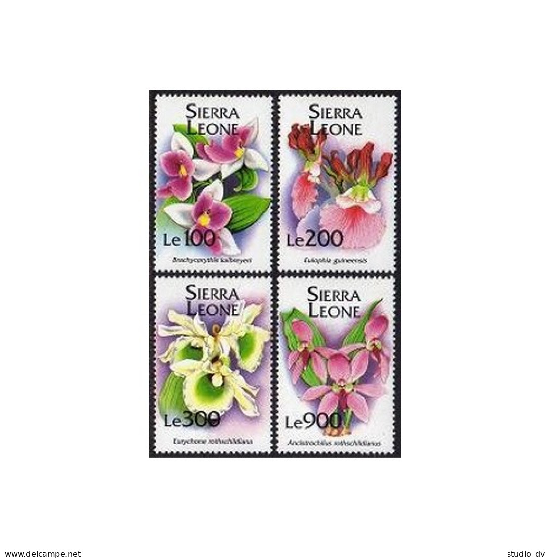 Sierra Leone 1742 X4,1749.Michel 2182/2188,Bl.251. Orchids 1994.Butterfly. - Sierra Leone (1961-...)