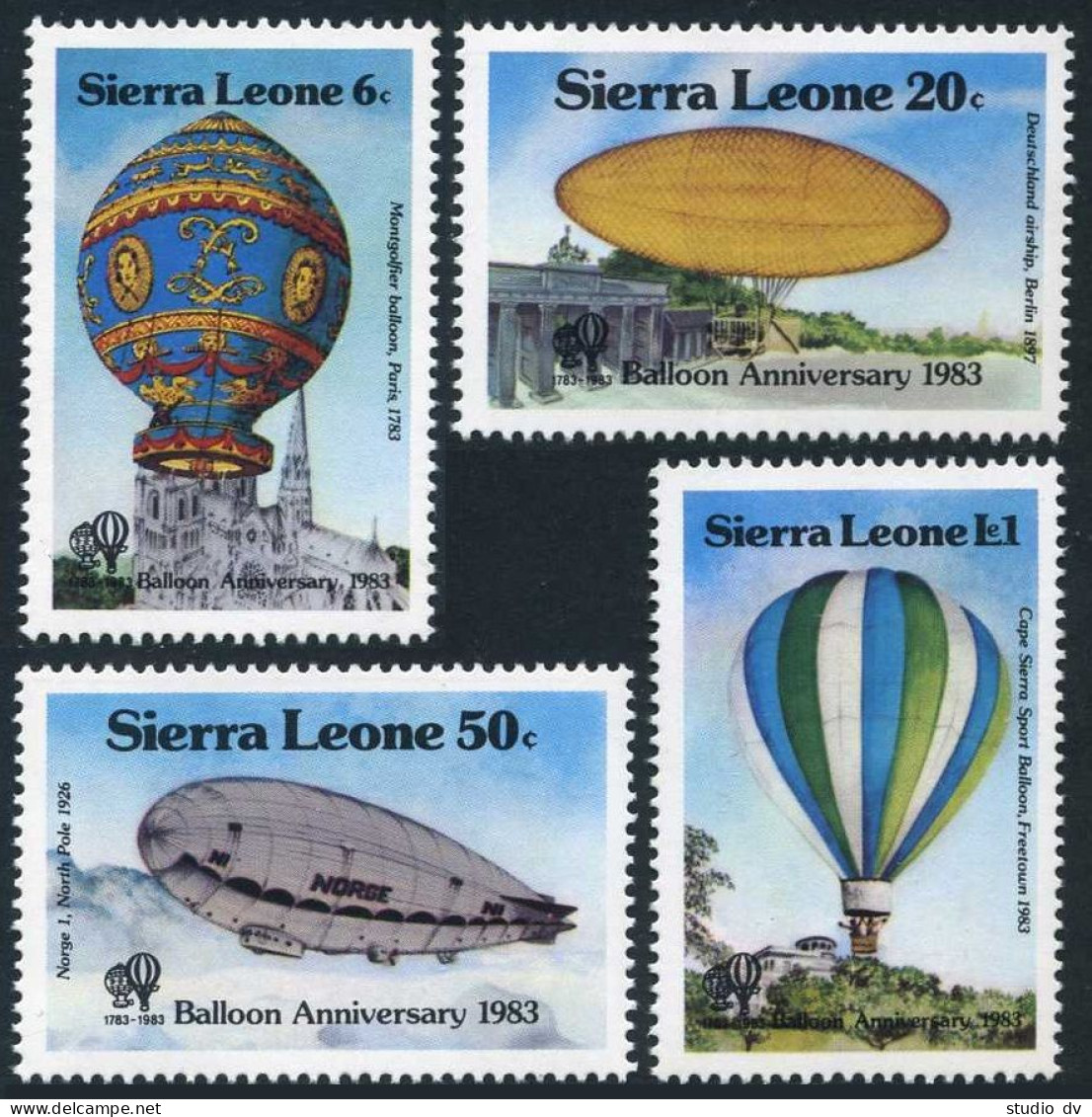 Sierra Leone 596-599,600,MNH.Mi 723-726,Bl.17. Manned Balloon Flight-200,1983. - Sierra Leone (1961-...)