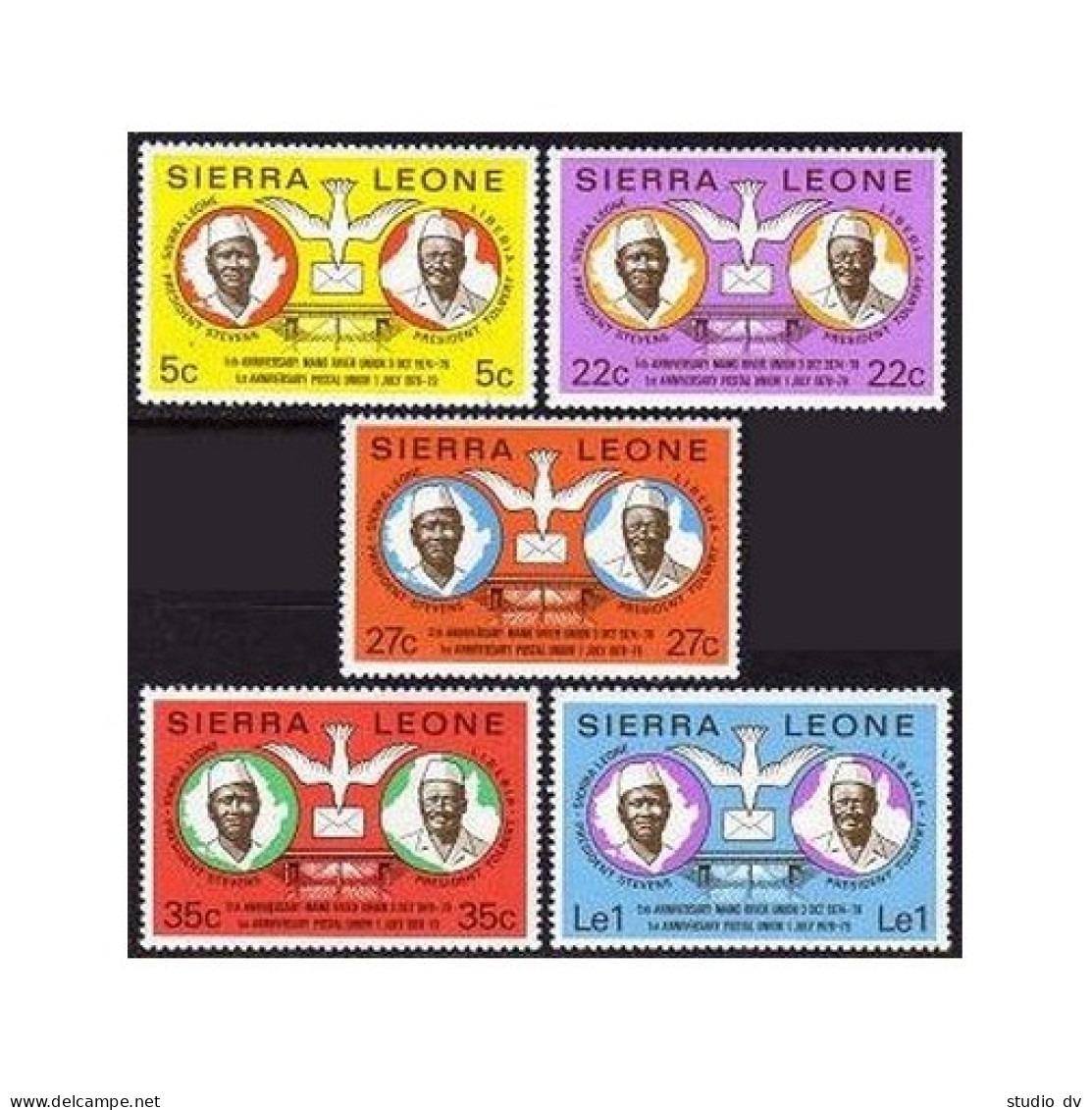 Sierra Leone 454-458,MNH.Michel 581-585. Mano River Postal Union,1st Ann.1979. - Sierra Leone (1961-...)