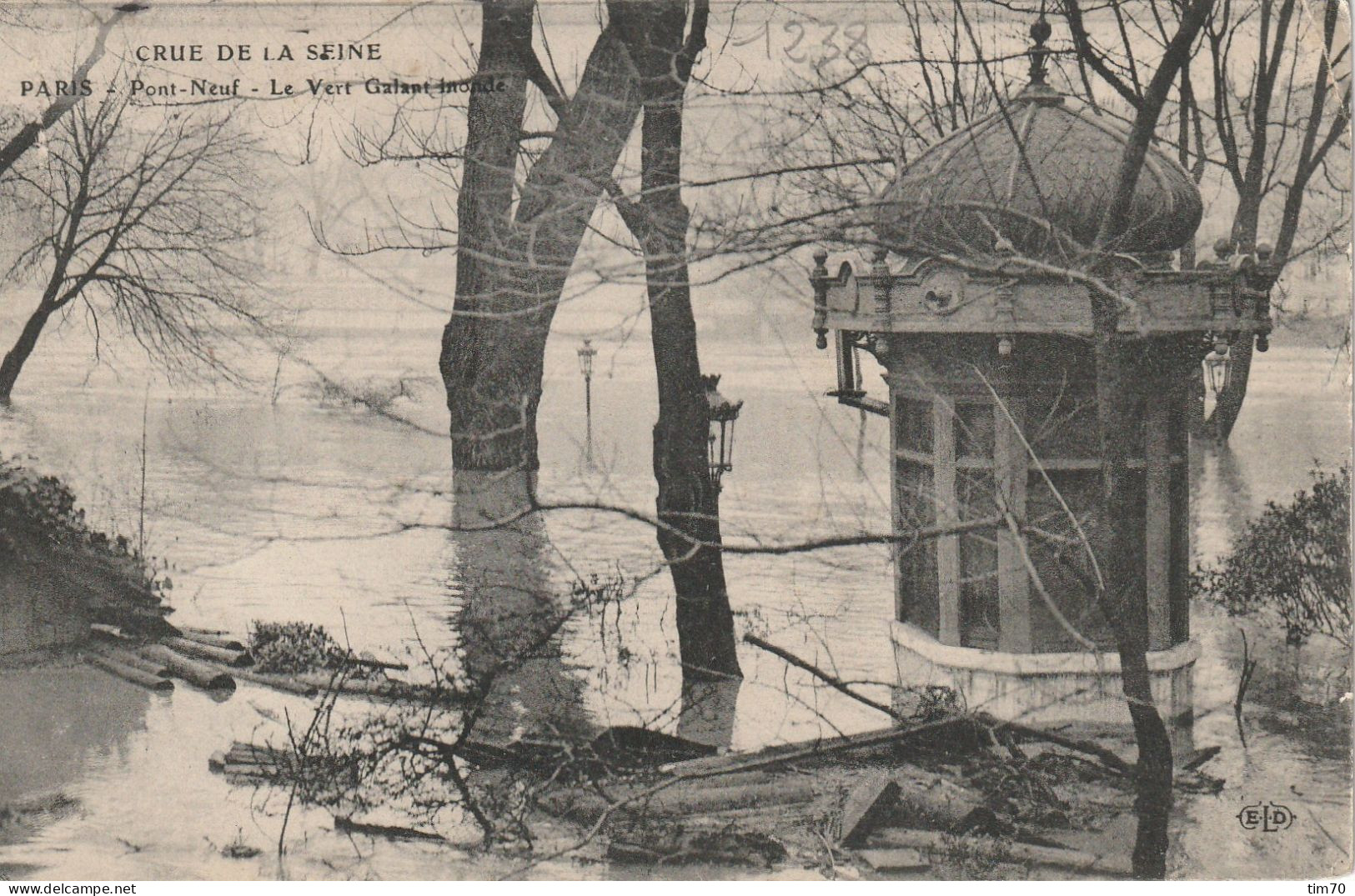 PARIS  DEPART   CRUE DE LA  SEINE 1910   PONT  NEUF  LE  VERT  GALANT  INONDE - Paris Flood, 1910