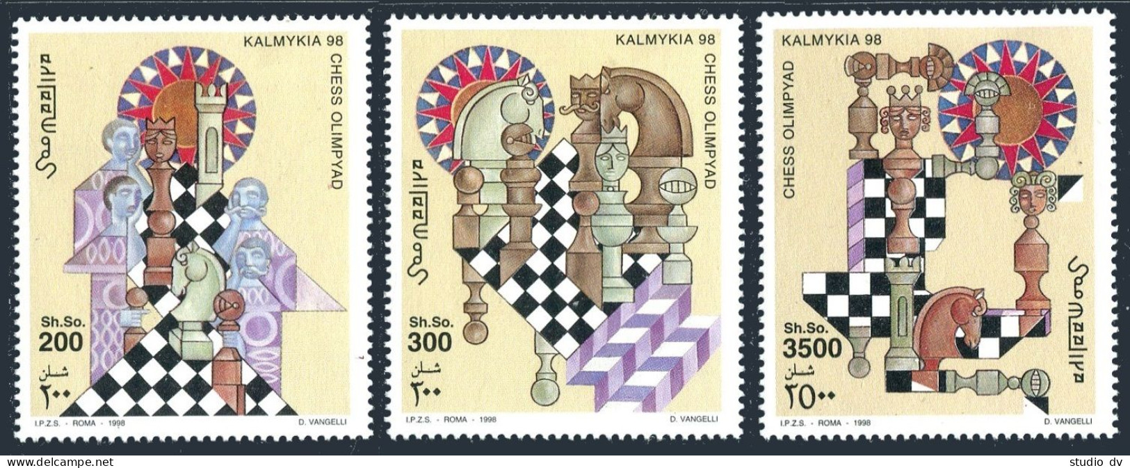 Somalia 1998 Year Chess Olympiad, MNH. Set Of 3. - Somalië (1960-...)