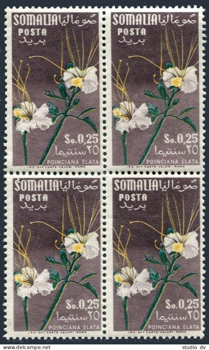 Somalia 201 Block/4, MNH. Michel 300. Flowers 1955. Poinciana Elata. - Somalie (1960-...)