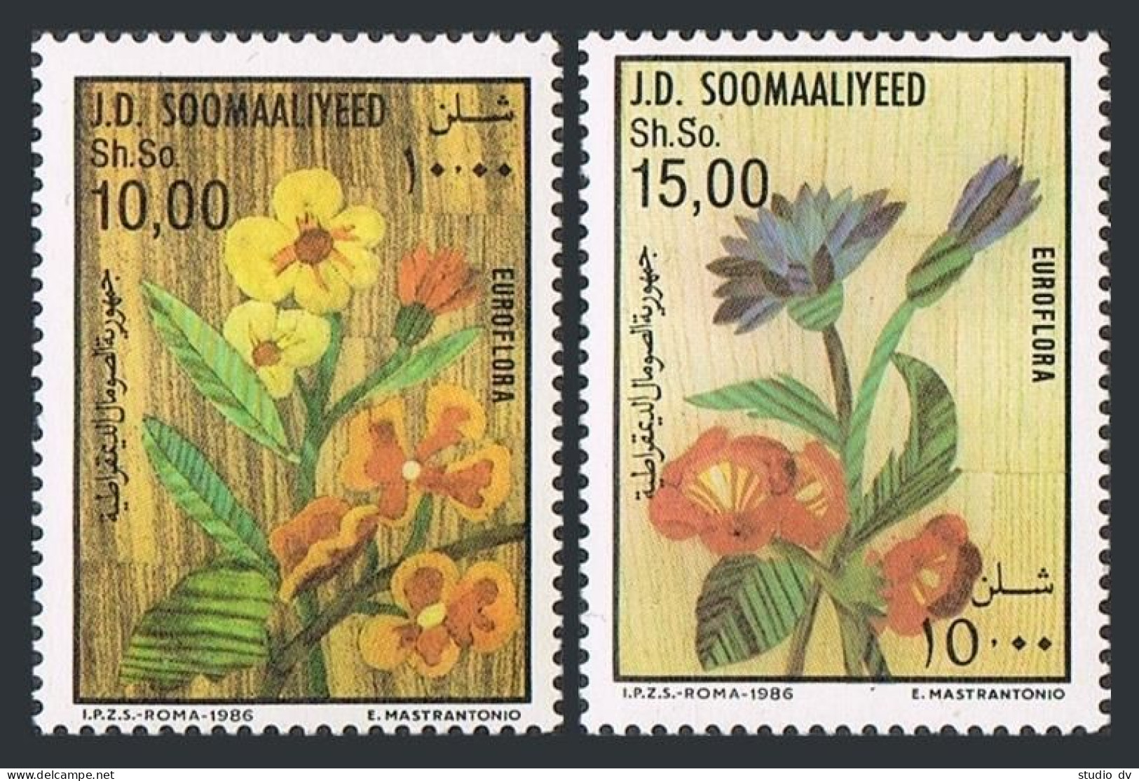 Somalia 564-565,565a,MNH.Mi 384-385,Bl.20.EUROFLORA-1986 Flower Exhibition,Genoa - Somalië (1960-...)