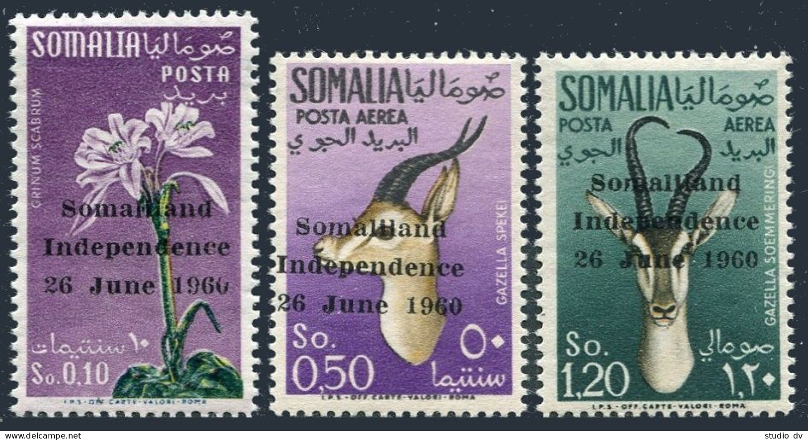 Somalia 242,C68-C69,lightly Hinged.Independence.  Flower,Antelopes,Gazelles.1960 - Somalie (1960-...)