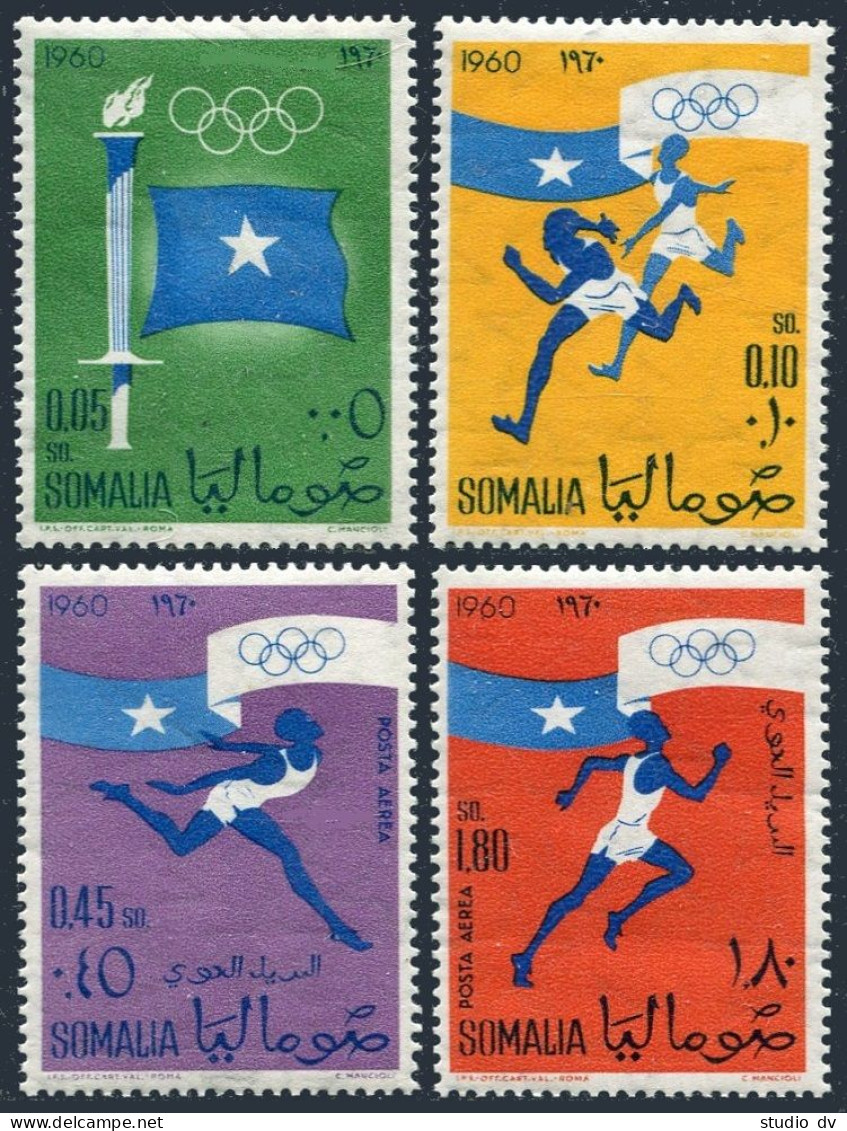 Somalia 248-249, C73-C74, MNH. Michel 8-11. Olympics Rome-1960. Flag, Running. - Somalia (1960-...)