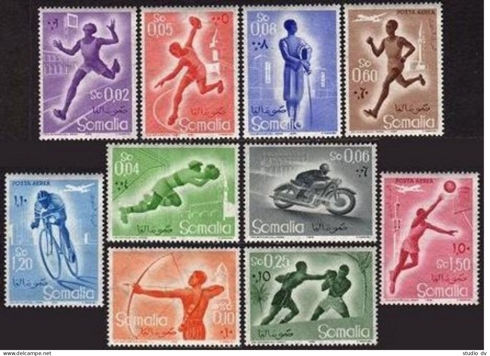 Somalia 221-227, C54-C56, MNH. Michel 340-349.  Sport 1958: Fencing, Soccer. - Somalie (1960-...)