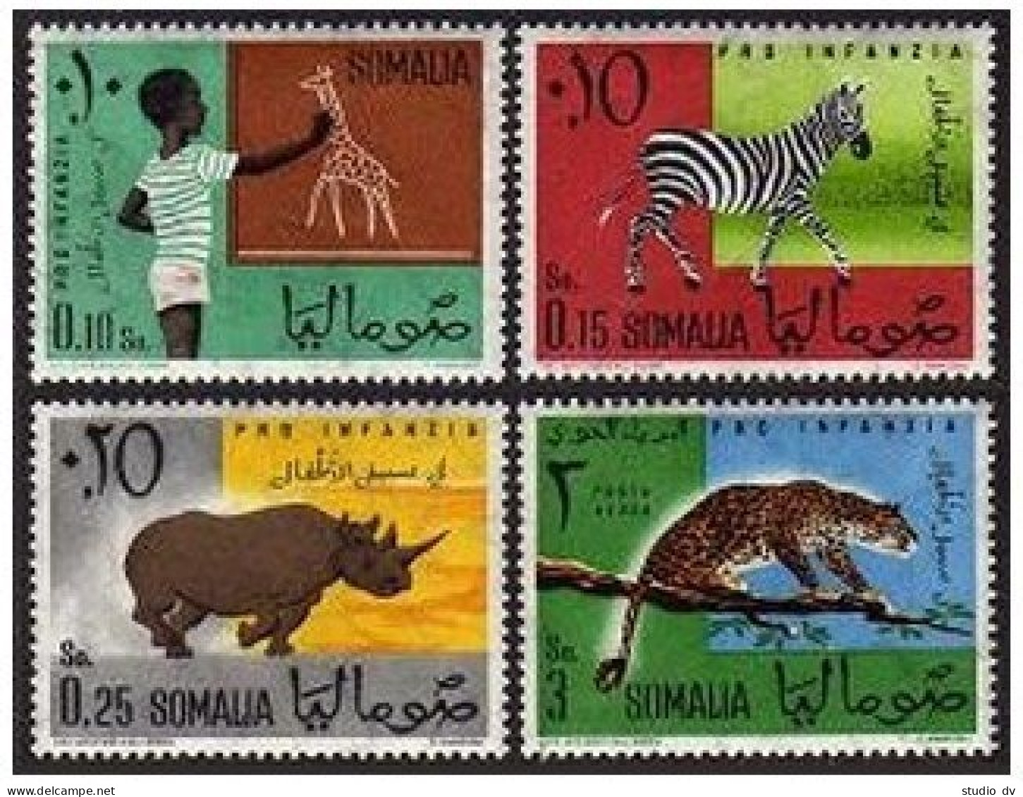 Somalia 245-247, C72, MNH. Giraffe, Zebra, Rhino, Leopard - Somalie (1960-...)