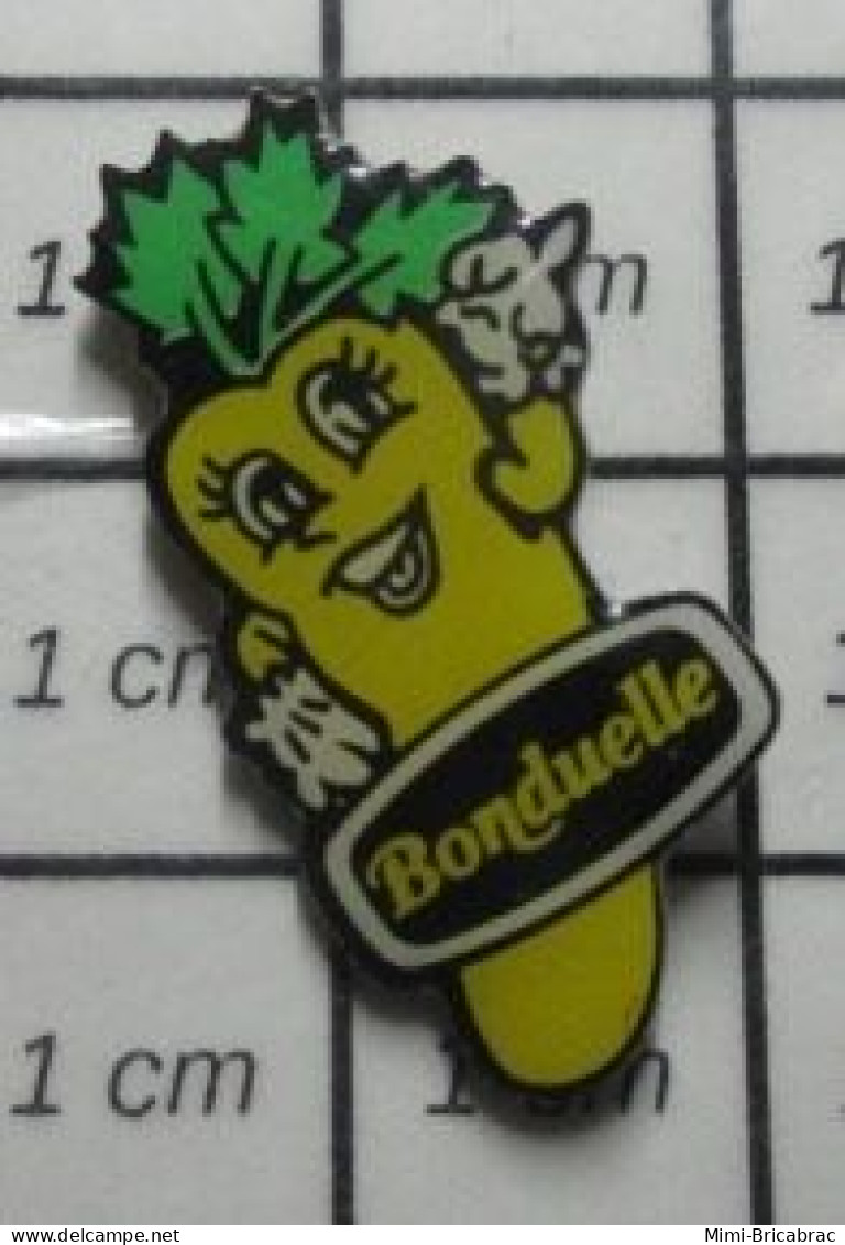 SP07 Pin's Pins / Beau Et Rare / ALIMENTATION / CAROTTE EN CONSERVE BONDUELLE Variante Jaune - Food