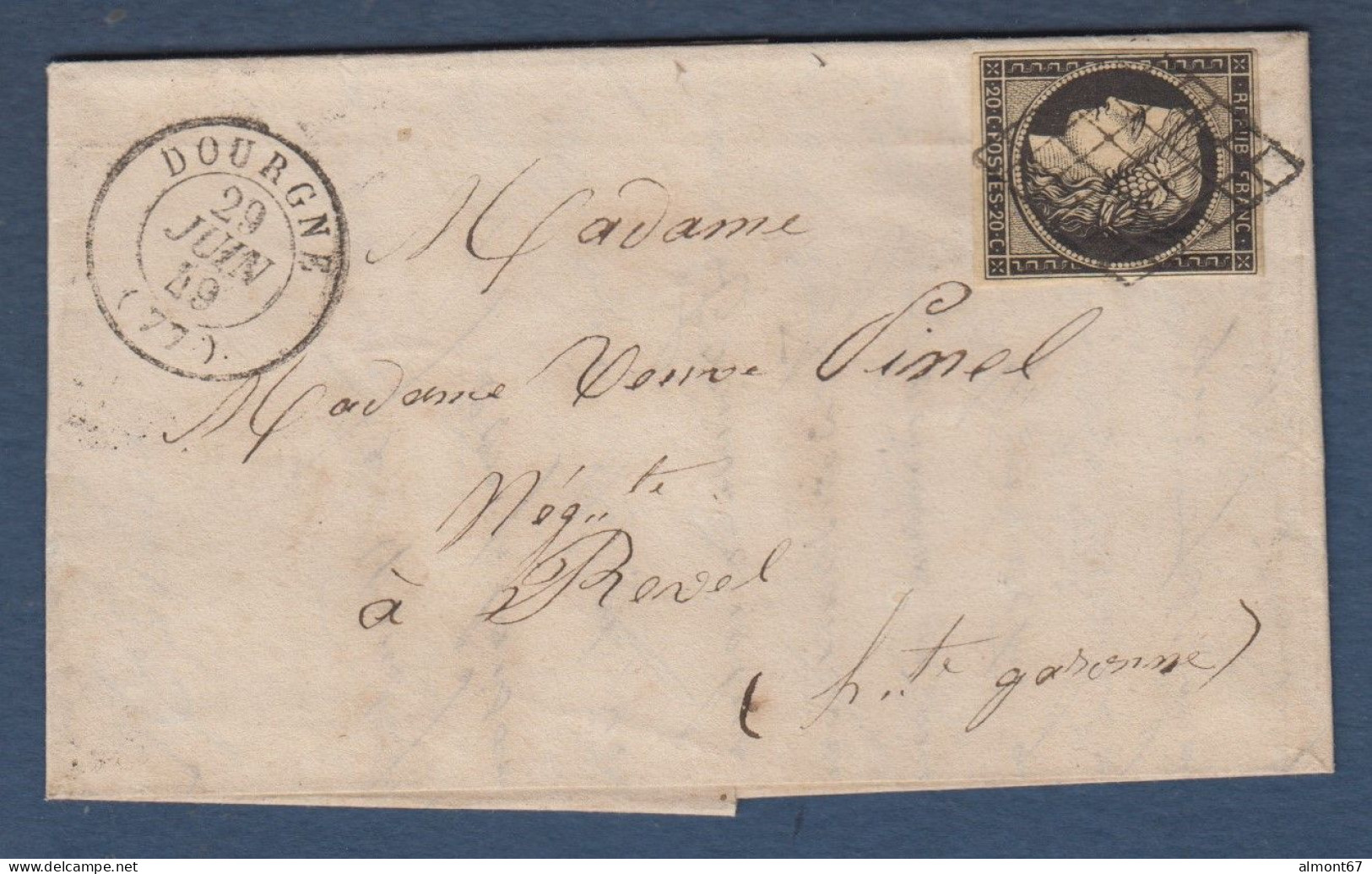 Tarn - Cérès N° 3 Et Cachet 15 Dourgne Sur Lettre Pour Revel - 1849-1876: Klassieke Periode