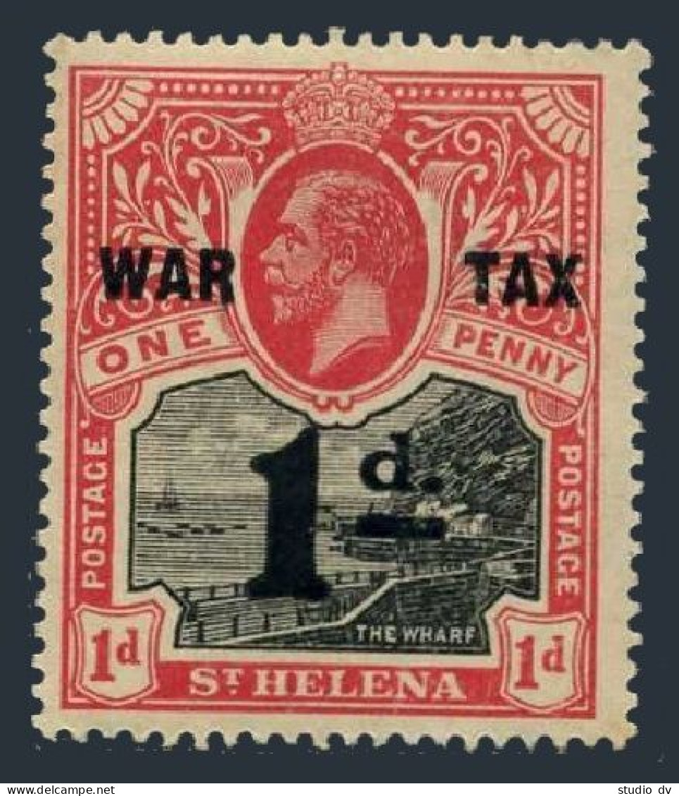St Helena MR2, MNH. Michel 55. War Tax Stamps 1919. The Wharf, Surcharged. - St. Helena