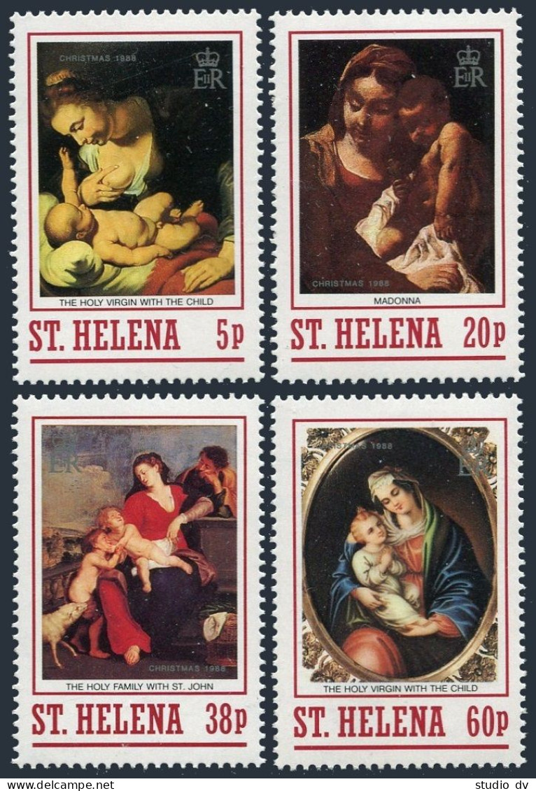 St Helena 497-500, MNH. Mi 487-490. Christmas 1988.Paintings By Unknown Artists. - Saint Helena Island