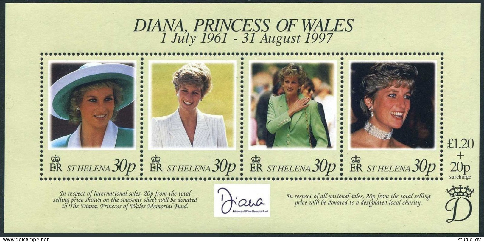 St Helena 711 Ad Sheet,MNH. Diana,Princess Of Wales,1961-1997.1998. - Saint Helena Island