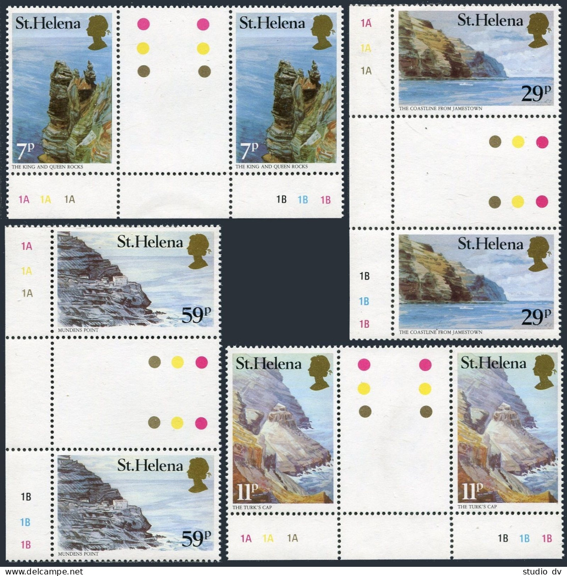 St Helena 382-385 Gutter,MNH.Michel 371-374. Landscapes 1983.Rocks,Turk's Cup, - Saint Helena Island