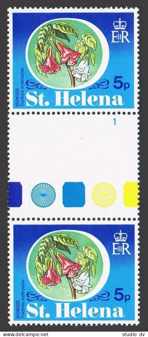 St Helena 344 Sideways Wmk Gutter,MNH.Michel 333. Flowers 1981.Redwood. - Saint Helena Island