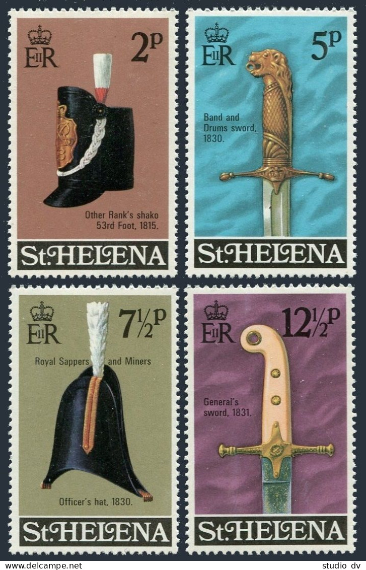 St Helena 273-276, MNH. Michel 260-263. Regimental 1973: Shako, Drums Sword Hilt - Saint Helena Island