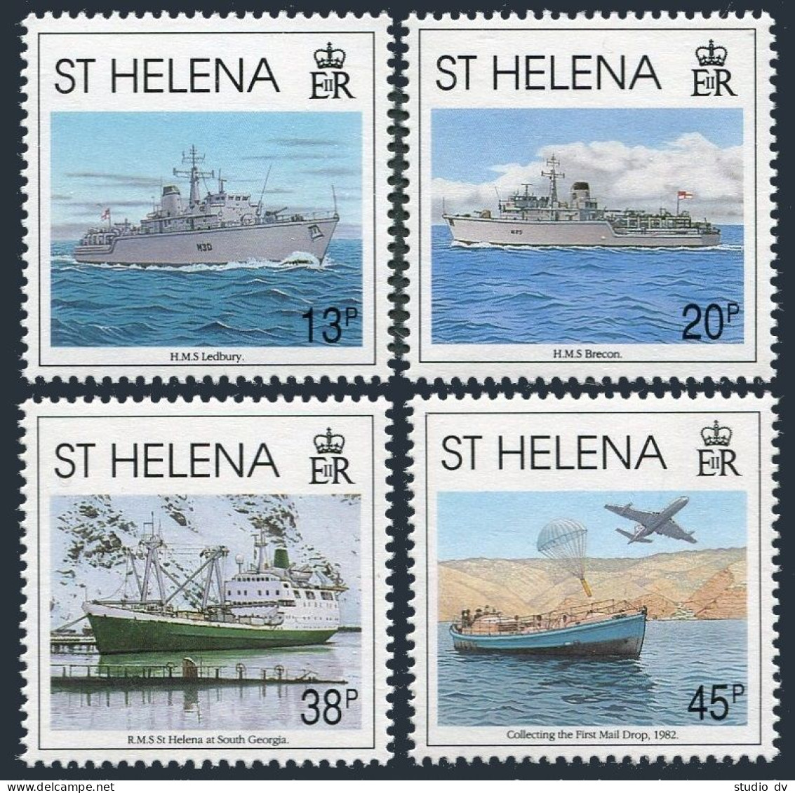 St Helena 575-578,MNH.Michel 576-579. Liberation Of Falkland,10th Ann.1992.Ships - Saint Helena Island