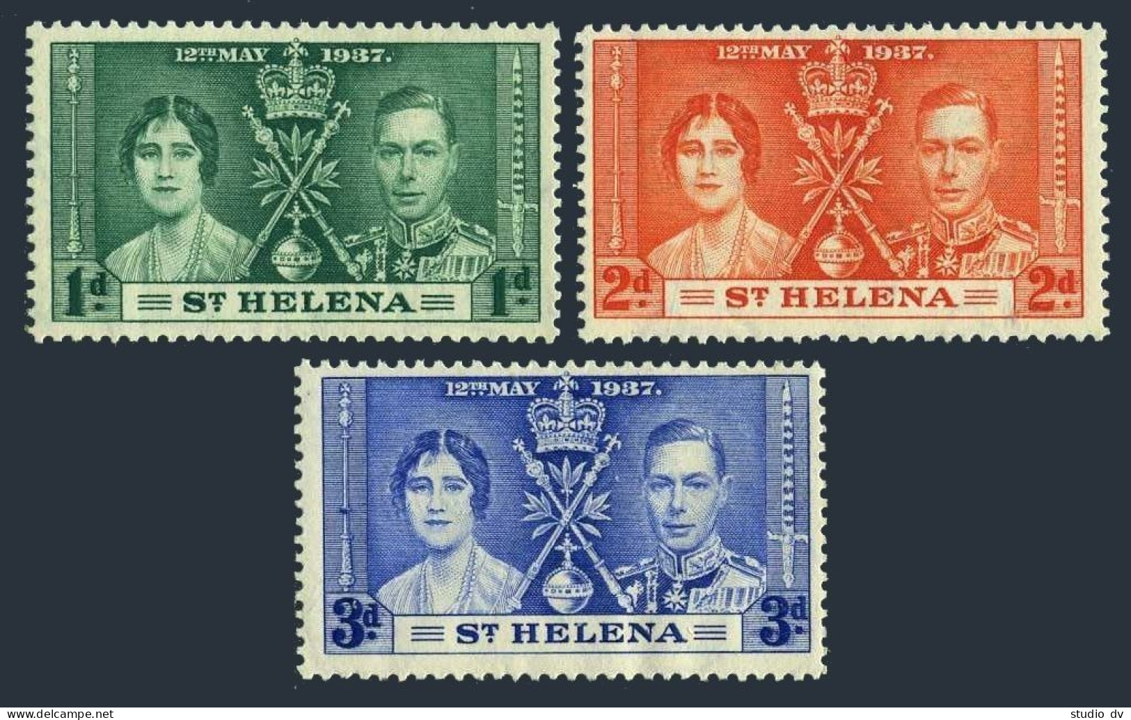 St Helena 115-117, MNH. Mi 94-96. Coronation 1937. King George VI, Elizabeth. - Saint Helena Island