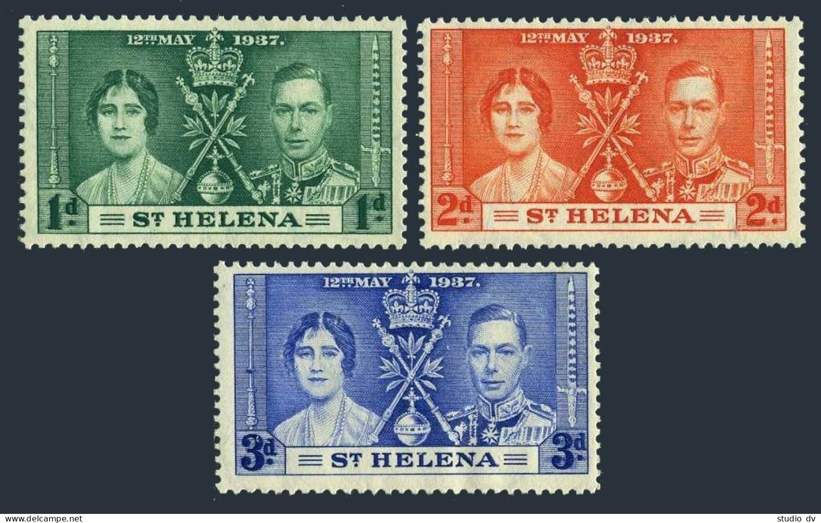 St Helena 115-117, Hinged. Mi 94-96. Coronation 1937. Queen Elizabeth,George VI. - St. Helena