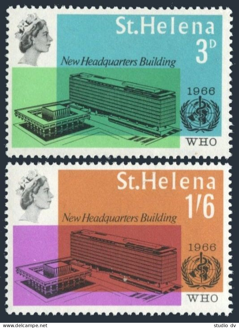 St Helena 190-191, MNH. Michel 177-178. New WHO Headquarters, 1966. - Sainte-Hélène