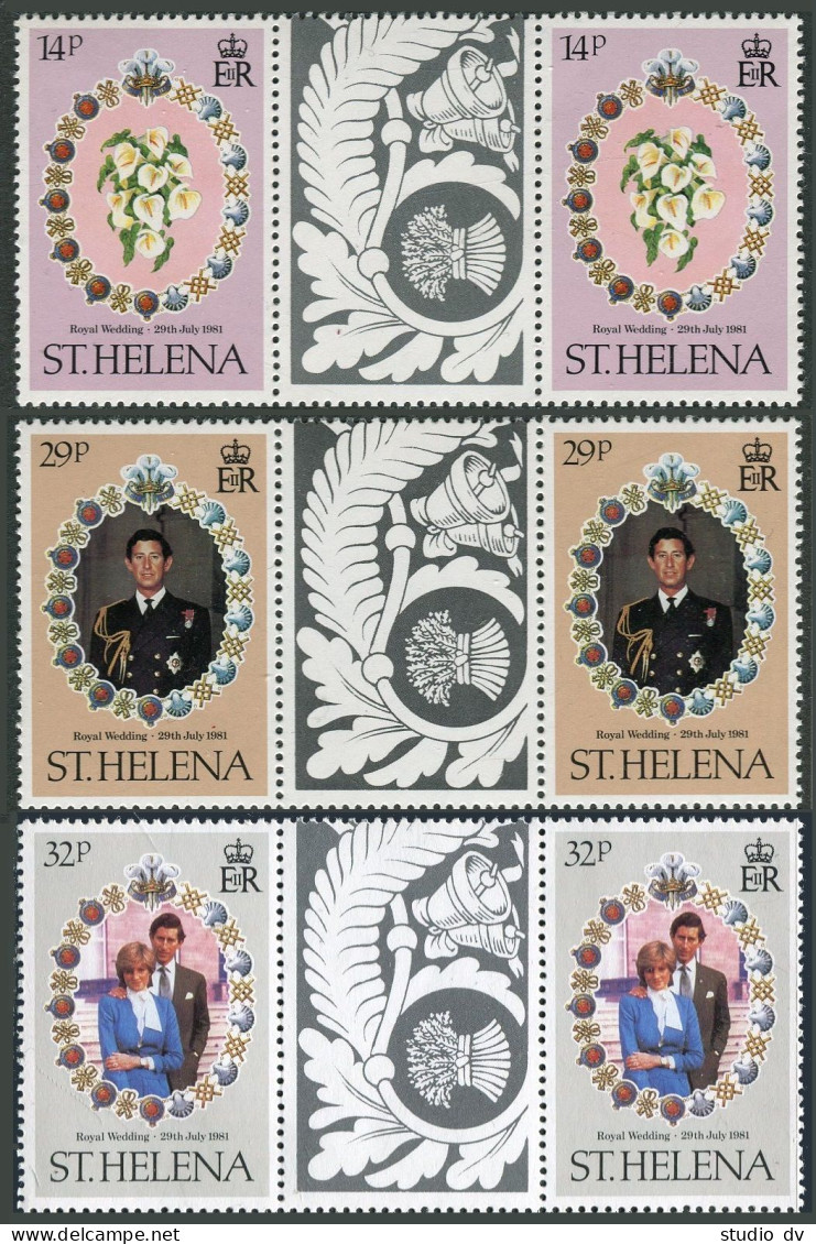 St Helena 353-355 Gutter, MNH. Michel 342-344. Royal Wedding,1981.Charles,Diana. - Saint Helena Island