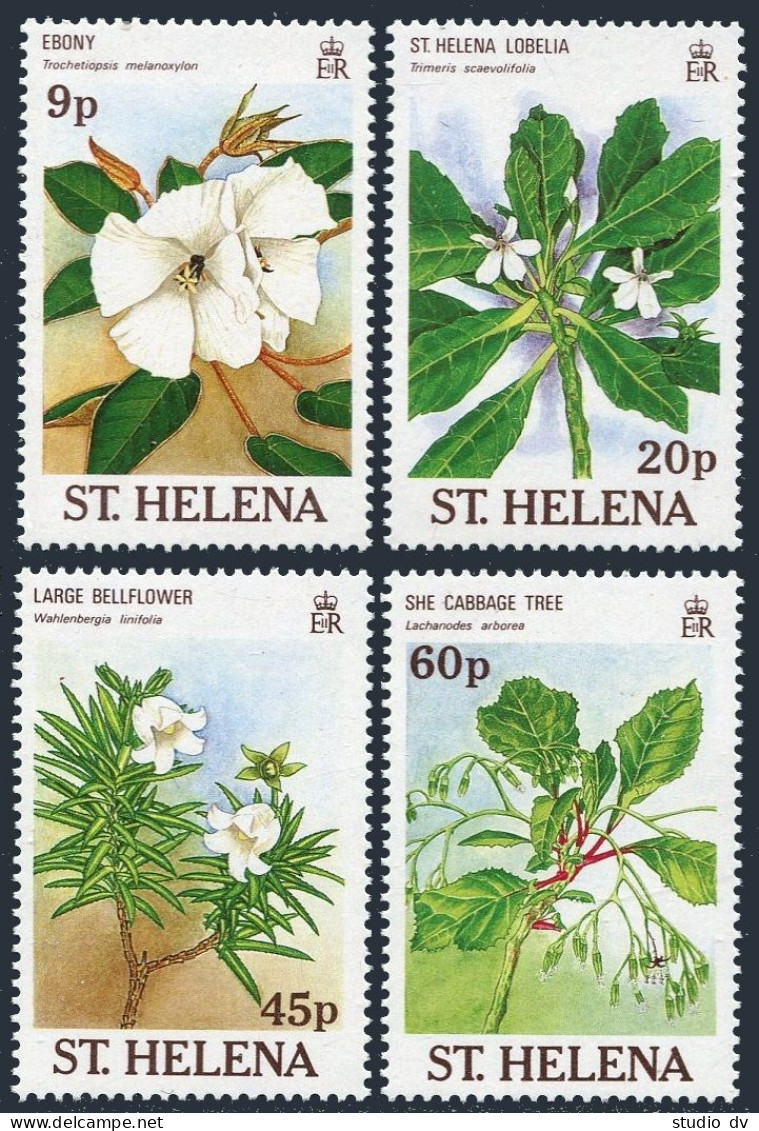 St Helena 505-508,MNH.Michel 495-498. Rare Plants 1989.Ebony,Lobelia,She Cabbage - Saint Helena Island