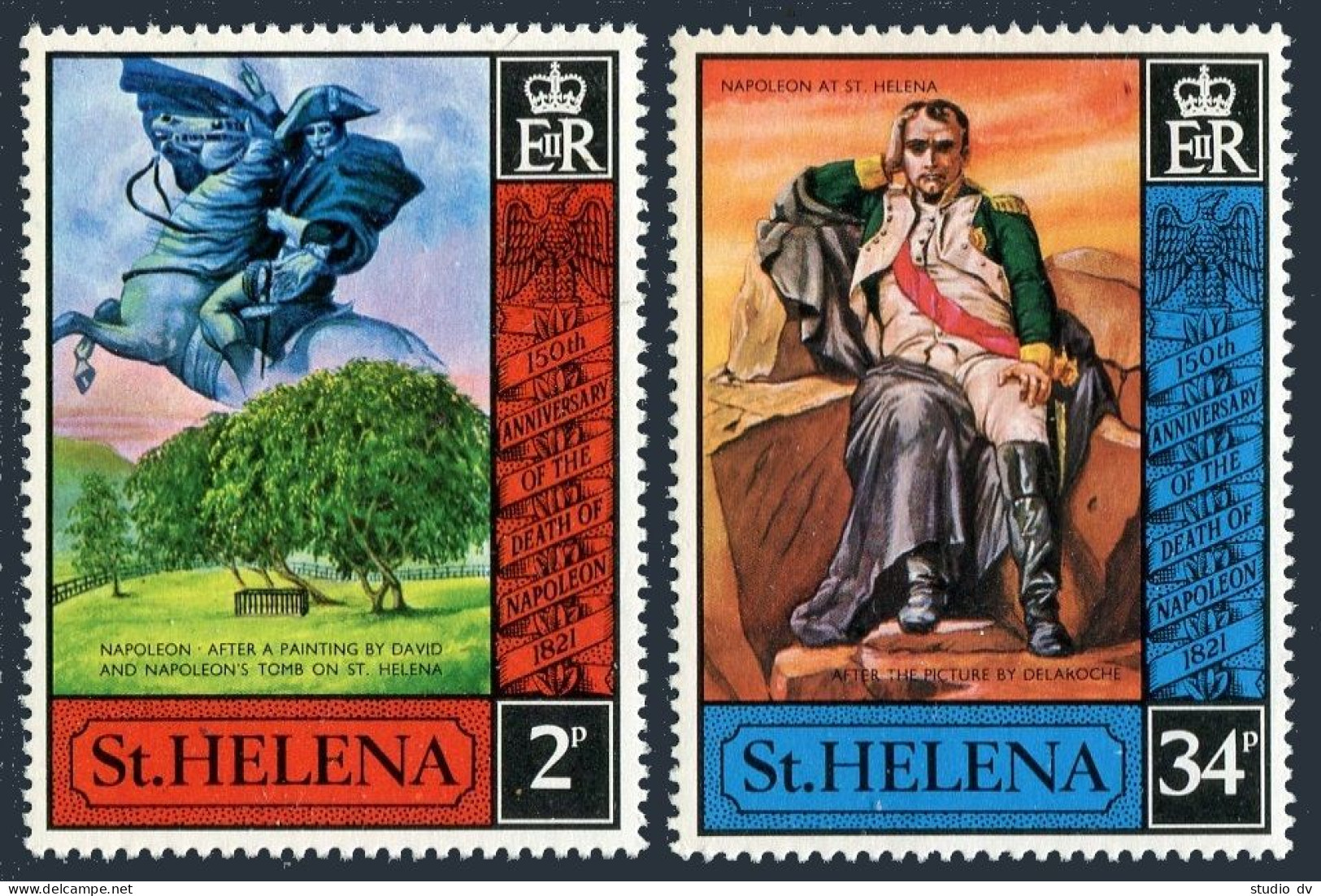 St Helena 261-262,MNH. Mi 248-249. 1971. Napoleon At St Helena. David, Delaroche - Saint Helena Island