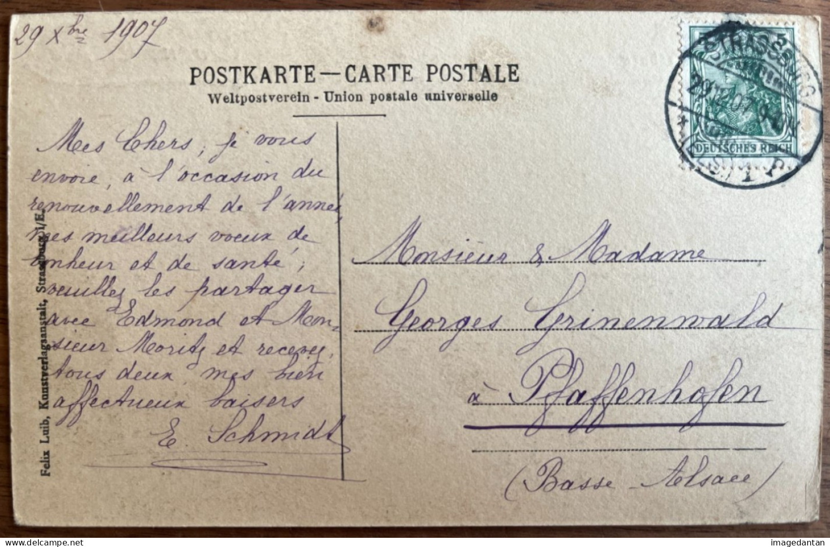 Strasbourg Enneigé - Bonne Année - Environs De L'église Protestante De La Garnison - Felix Luib - 29/12/1907 - Strasbourg