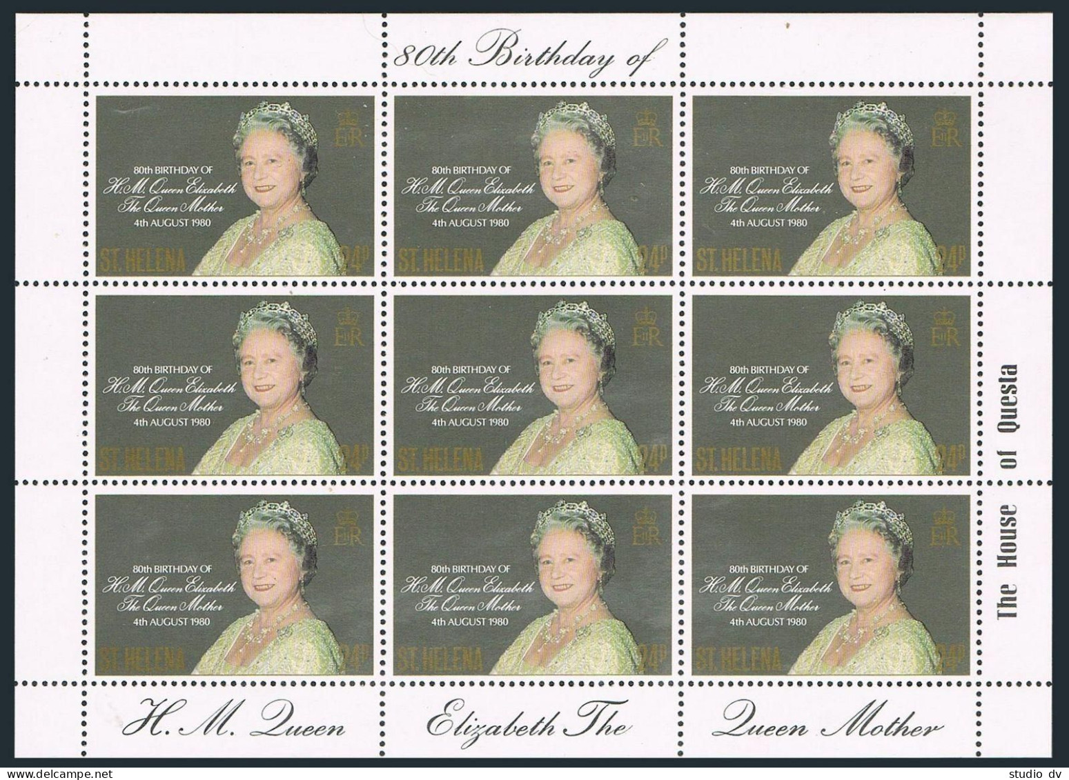 St Helena 341 Sheet, MNH. Michel 330 Bogen. Queen Mother Elizabeth, 80. 1980. - Saint Helena Island