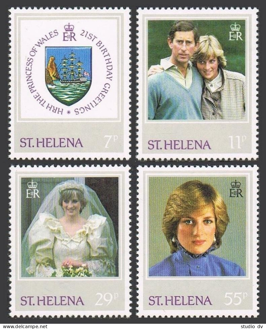 St Helena 372-375,MNH.Michel 361-364. Princess Diana 21st Birthday,1982.Arms. - Sainte-Hélène