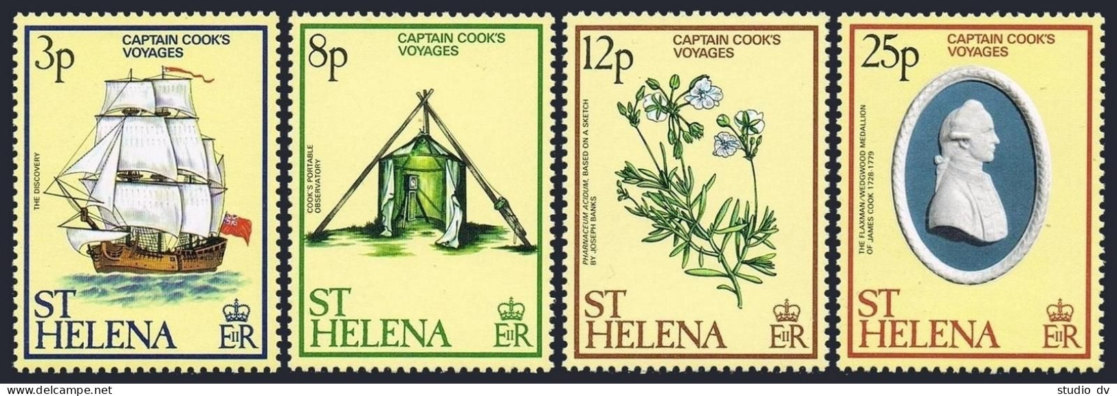 St Helena 324-327,MNH.Michel 313-316. Capt.James Cook's Voyages,1979.Flowers. - Saint Helena Island